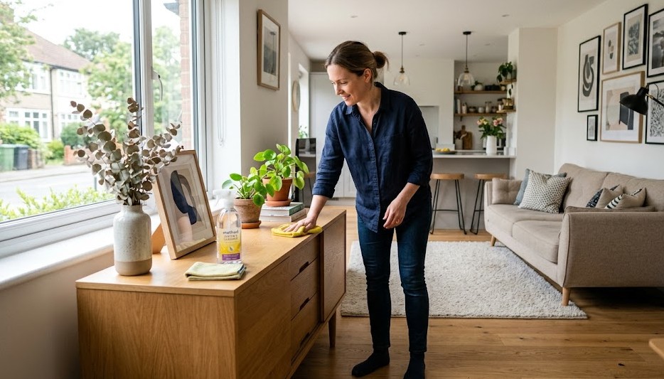 Woman cleaning a 3 bed house